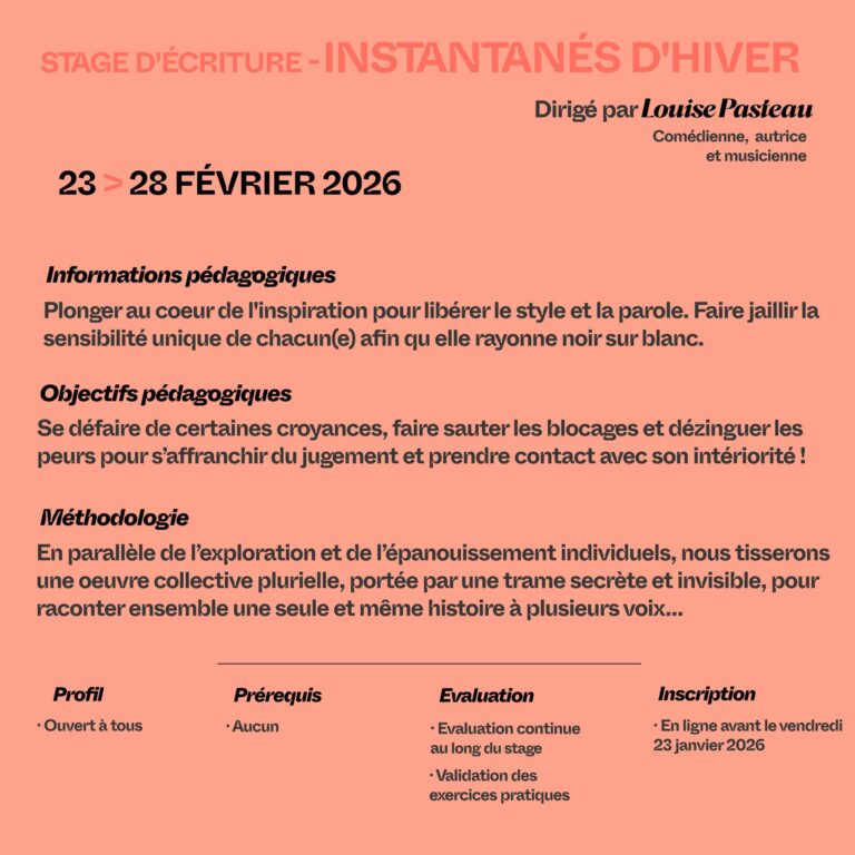 Stage d'écriture   Instantanés d'hiver à L'Aria