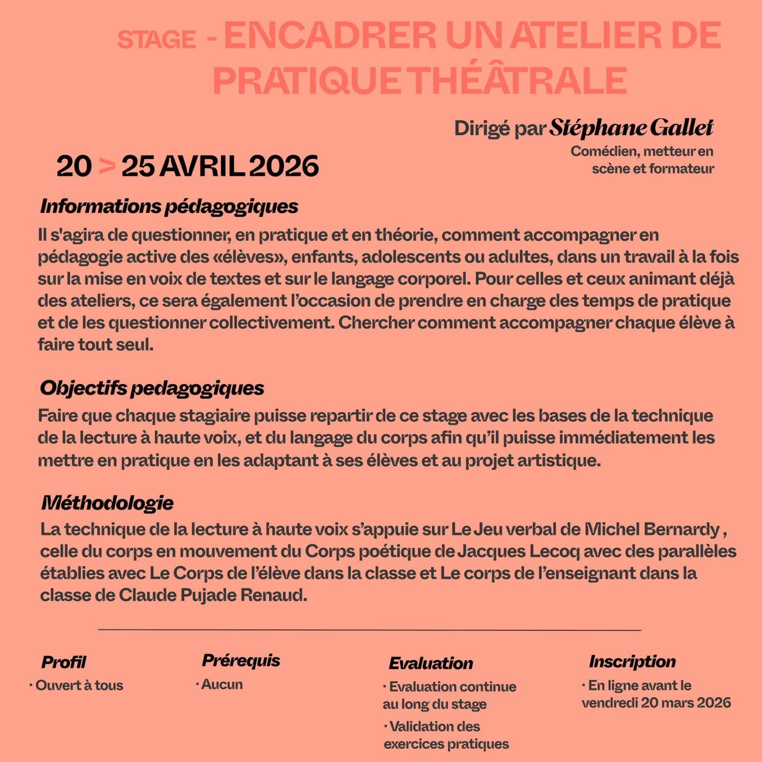Stage – Encadrer un atelier de pratique théâtrale à L'Aria